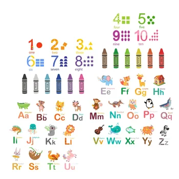азбучен стикер за стена Образователен аксесоар Decal Kids Number Ornament Decor Letter Decals Learning for