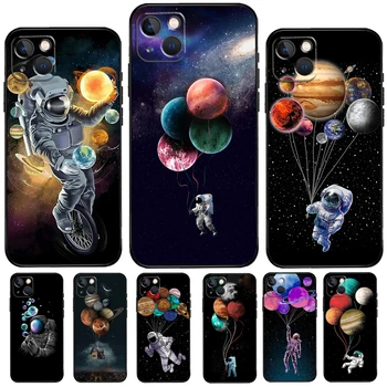 Астронавтски балони Звезди Космически планети Калъф за телефон за iPhone 12 13 Mini 11 14 Pro Max XS XR X 7 8 Plus SE 2020 Корпус на задния капак