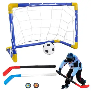 Въздушна плаваща футболна играчка Анти-бум Висока еластичност 2 в 1 Хокейни играчки Хокейна мрежа Цели Хокей стик Мини футболен комплект за деца