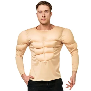 Възрастен мускул износване мускул човек тениска фестивал характер изпълнение фалшив Abs тениска парти облекло