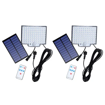 Външни светлини за стена 106LED слънчеви захранвани сензор за движение наводнения светлини с дистанционно, LED слънчеви стенни светлини, 2Pack