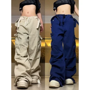 Ежедневни карго панталони жени реколта извънгабаритни хип-хоп джогъри торбести панталони Harajuku Y2k улично облекло панталони широк крак панталони Q610