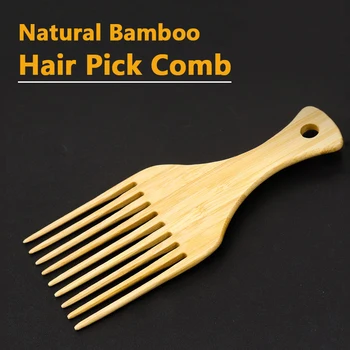 Естествен бамбук коса мотика гребен за жени мъже скалпа масаж дълъг зъб разресване гребени коса стайлинг инструмент