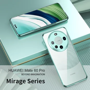 За Huawei Mate 60 Pro Case Plating Frame Твърд компютър Удароустойчива защита на камерата Прозрачен капак за Huawei Mate 60