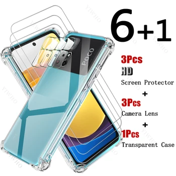 Закалено стъкло защитен екран протектор за Xiaomi Poco M4 Pro 5G мек силиконов удароустойчив калъф за камера обектив за Xiaomi M 4 HD