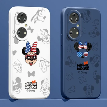 Калъф за телефон за Huawei P50 P40 P30 P20 Pro Lite E Y9S Y9A Y9 Y6 Nova Y70 5T 9 5G Disney Mickey Minnie САЩ Течно въже Cover