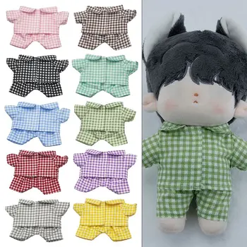 карирана памучна кукла обличане аксесоари играчка кукла дрехи риза пижама комплект