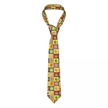 Конопени листа в ретро стил вратовръзки Мъже жени полиестер 8 см плевел листа вратовръзки за мъжка мода широка риза аксесоари Cravat