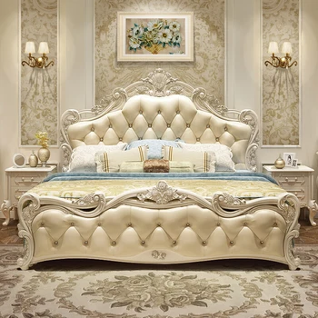 Луксозна европейска двойно легло Royal Nordic King табла рамка двойно легло модерно момиче Letti Matrimoniali мебели за спалня