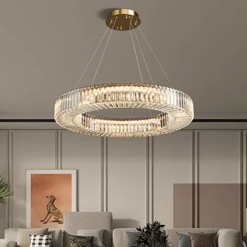 Луксозни диамантени модерни LED кристални полилеи висящи лампи Златно метално осветително тяло за всекидневна спалня висулка светлини