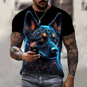 Лятна мъжка тениска 3d принт Смешни кучешки животни графични тениски Ежедневни Harajuku Streetwear къс ръкав извънгабаритни тройници мъжки върхове