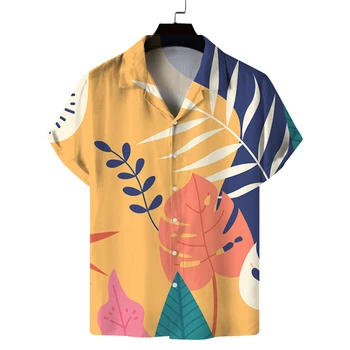 Лято 3D печат ретро мъжки ризи извънгабаритни улица плаж хавайски мода цветя мъжки дрехи ревера Топ тениски с бутон