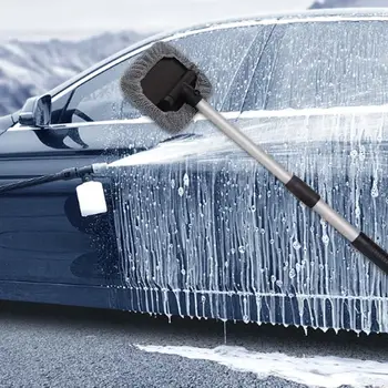  микрофибърен инструмент за почистване на прозорци за автомобили Силна абсорбция на вода Разтегателна 180 ротация телескопична алуминиева сплав полюс стъкло чистачки
