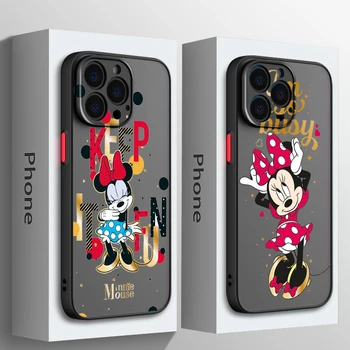 Мини Маус сладко аниме за Apple iPhone 15 14 13 12 11 Мини Pro Max 8 7 6S 6 XR X XS Plus матирано полупрозрачно калъф за телефон