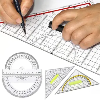 Многофункционални инструменти за чертане Пластмасов триъгълник Ъгъл на линийката Транспортир Прозрачен мащаб Владетел Измервателни инструменти за рисуване