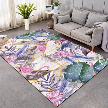 Мода фламинго тропически листа листа отпечатани килим спалня голяма площ килим нехлъзгане за хол Начало Alfombra Tapis Salon05