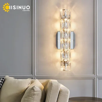 Модерна стенна лампа Интериорно осветление Сребърно покритие G4 Стенно приспособление Нощно осветление Кристални свещи за хол спалня Декротион