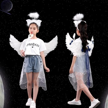момичета фея крила деца перо ангел крила принцеса обличане крила Хелоуин ролеви костюми аксесоари косплей проп