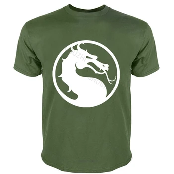 мъжка тениска с къс ръкав Мъжка тениска Mortal Kombat Dragon черна памучна модна тениска мъжки летни върхове капка доставка