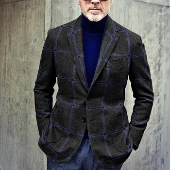 Мъжки костюм палто 2023 Пролет и есен Нова мода каре британски многоцветен случаен голям размер палто