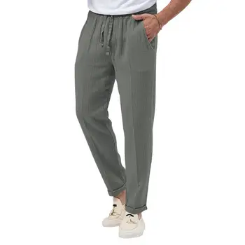 Мъжки панталони за мъже есенни панталони за джогинг удобни еластични панталони за фитнес с дишаща плътен цвят за нови