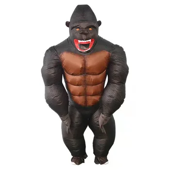 Надуваем костюм на орангутан Кинг Конг Косплей костюм Талисман Животинска горила за Хелоуин Пурим карнавал фантазия рокля възрастен дете