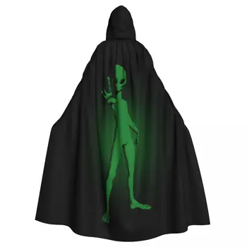 Наметало с качулка Унисекс наметало с качулка Зелена извънземна фигура Наметало Вампирска вещица Костюм за косплей