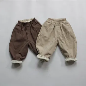 Нов зимен корейски стил бебе момчета сгъстяват топли харен панталони детски дрехи плътен цвят малки деца деца ежедневни панталони