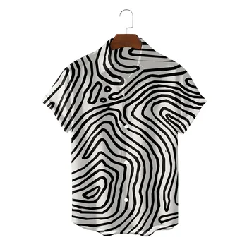 Нов леопард принт 3D принтирани ризи Мъжки къс ръкав Хавайска риза за мъже Улична мода плажна риза Loose Casual Tops