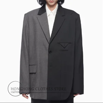 Нова пролет и есен младежта хлабав случаен костюм черно сиво снаждане мода мъжки голям размер палто отгоре