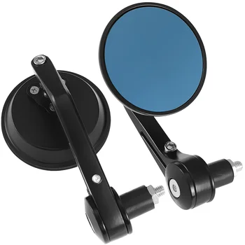 Огледална кръгла дръжка Синя бар маса Огледала за обратно виждане Алуминиева сплав мотоциклет край