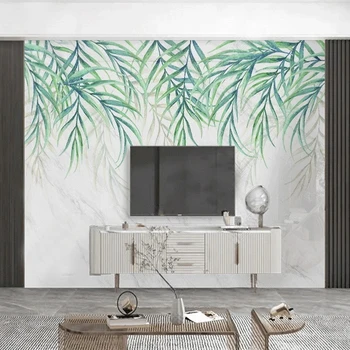 Персонализиран 3D стенопис тапет Nordic ръчно рисувани тропически растителни листа фреско фон стена декор дома декор 3D Papel De Parede