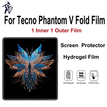 Протектор за екран за Tecno Phantom V Fold 2023 HD 1 вътрешен 1 външен филм Пълно покритие Прозрачна защита Не закалено стъкло