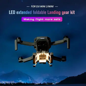 Сгъваем колесник с LED светлина, съвместим за Dji Mavic Mini / 2 / Se Drone статив за бързо освобождаване на височина Extender