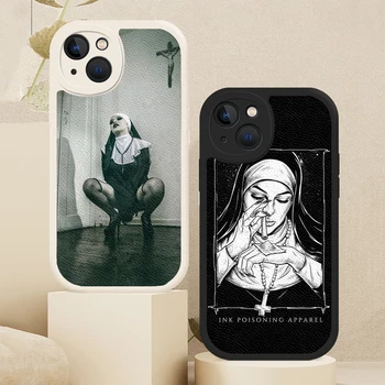 Сестра стил монахиня секси момиче агнешка кожа мек калъф за iPhone 14 13 12 11 Pro Max X XR XS 7 8 Plus SE 2020 Cover Funda