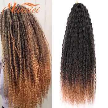Синтетичен афро Yaki извратен къдрава коса мека омбре плетене на една кука плетене на косата разширения Marly коса за черни жени 20 инча VIVIEIEI