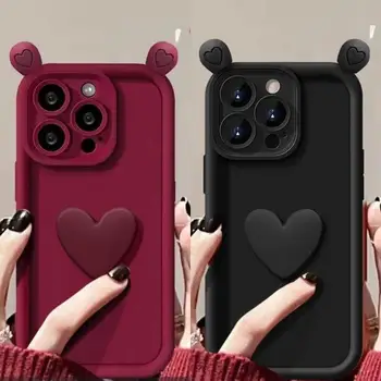 Сладко сърце ухо 3D любов сърце телефон случай за Huawei чест 90 8X X9 Нова Y70 10 7 9 SE 3 4 Mate 20 30 40 P20 P30 P40 P50 Pro Y9S