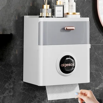 Стенна кутия за тъкани без пробиване водоустойчива тоалетна хартия чекмедже тоалетна хартия ролка за съхранение багажник аксесоари за баня