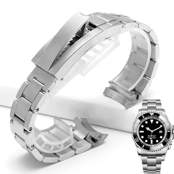 Твърда гривна за часовник от неръждаема стомана 21mm 20mm лента за часовник за Rolex SUBMARINER DAYTONA GMT Yacht Master Бърза настройка Катарама
