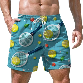 Тенис 3D принтирани мъжки шорти Небрежен стил Мъжки шорти Модни тенденции Ежедневни мъжки шорти Лято нови висококачествени мъжки шорти