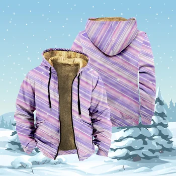 Топла сива врана лилава шарена модел цип сива врана мъжки дълъг ръкав удебелено зимно палто 3D принтове улично облекло яке