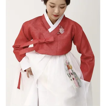 Традиционна сватбена рокля Hanbok Red Top+ бяла рокля