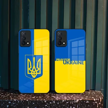 Украйна флаг значка модел телефон случай за Oppo намерите X3 X5 Pro Рино 4 7 6 A15 A54 A95 A55 A57 A93s A94 A92s закалено стъкло капак