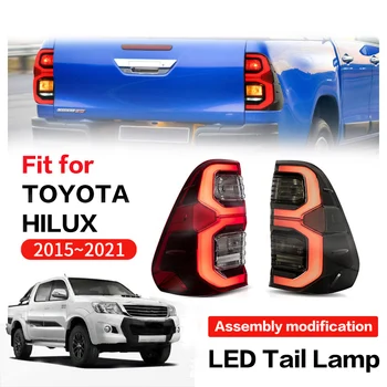 Фарове за Toyota Hilux 15-21 LED задни светлини Аксесоари за сглобяване на спирачни лампи Амбиентна лампа Модификация на автомобила Задна светлина