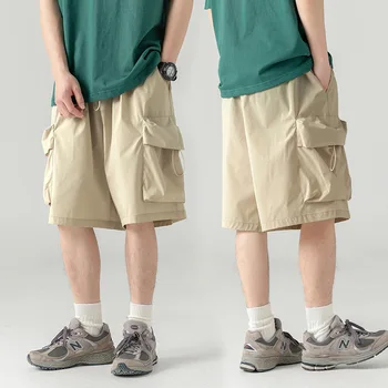 Японски мъжки функционален y2k стил големи джобни карго шорти мъжки летни открит модерен марка Capris и Mid панталони