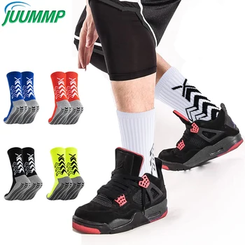 1Pair Мъжки чорапи за захващане Футболни чорапи без хлъзгане за мъже Анти хлъзгащи болнични чорапи Grippers Non Skid обучение Атлетичен чорап
