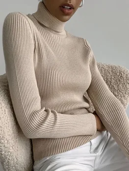2023 Основни Поло Жени Пуловери Есен Зима Върховете Тънък Жени Пуловер Плетен пуловер Джъмпер Меко топло издърпване