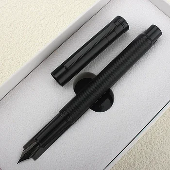 HongDian 1850 Фонтан писалка красив черен модел неръждаема F Nib бизнес офис писане подаръци училищни пособия