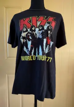 KISS World Tour '77 Love Gun 2021 Официална стока Черна тениска Размер M