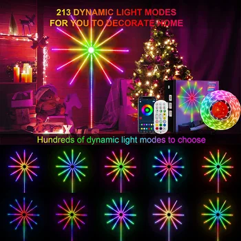 LED лентови светлини Фойерверк 5050 RGB Интелигентна светодиодна лента Многоцветна с гласов контрол на приложението Синхронизиране на музика Приказна светлина за декор на стая